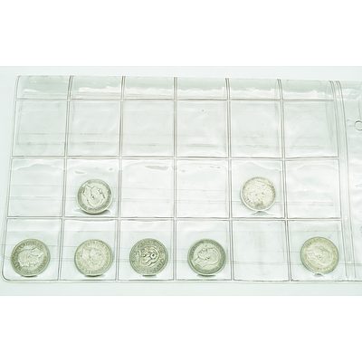 Group of 79 Australian Shillings, Six Pence, Three Pence