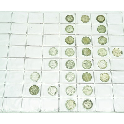 Group of 79 Australian Shillings, Six Pence, Three Pence