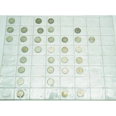 Group of 79 Australian Shillings, Six Pence, Three Pence
