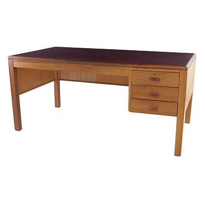 Old Parliament House Senate Office Desk with Red Faux Leather Inlay