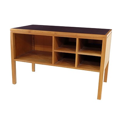 Old Parliament House Senate Pigeon Hole Desk with Red Faux Leather Inlay