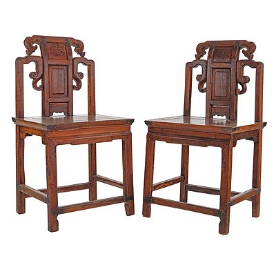 Pair of Chinese Elm/Cyprus Chairs