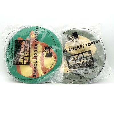 Two 1999 Star Wars Episode I The Phantom Menace KFC Flying Bucket Topper