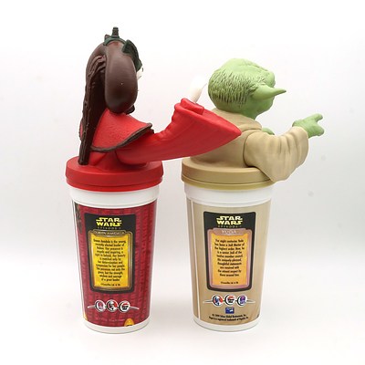 Two 1999 Star Wars Episode I The Phantom Menace Promotional Cups, Including Yoda and Queen Amidala