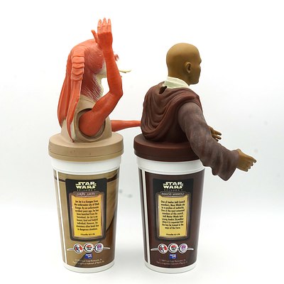 Two 1999 Star Wars Episode I The Phantom Menace Promotional Cups, Including Mace Windu and Jar Jar 
