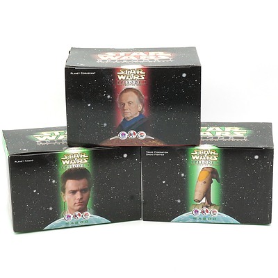 Three 1999 Star Wars Episode I The Phantom Menace Promotional Toys, Including Planet Naboo, Trade Federation Droid Fighter and Planet Coruscant