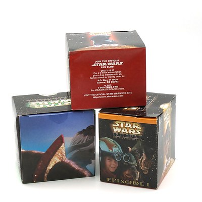 Three 1999 Star Wars Episode I The Phantom Menace Promotional Toys, Including Sith Holoprojector, Sebula's Podracer, Queen Amidal's Hidden Identity