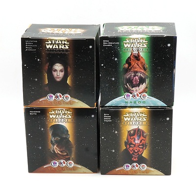 Four 1999 Star Wars Episode I The Phantom Menace Promotional Toys, Including Levitating Queen Amidala's Royal Starship, Sith Probe Droid Viewer