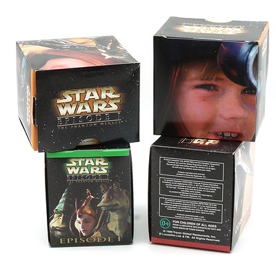 Four 1999 Star Wars Episode I The Phantom Menace Promotional Toys, Including Anakin Viewer, Walking Sebulba, Gungan Sub Squirter and Jar Jar Binks Squishy
