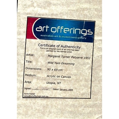 Margaret Turner Petyarre (1945-2008) Wild Yam Dreaming, Acrylic on Canvas