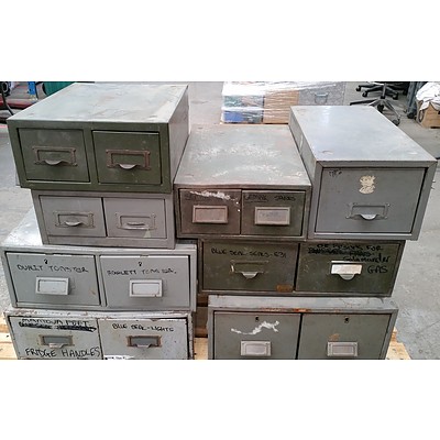 Metal Index Card Cabinets - Lot of Eight