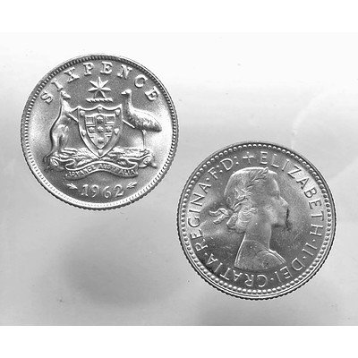 Aust: Silver Sixpences 1962 (X2)