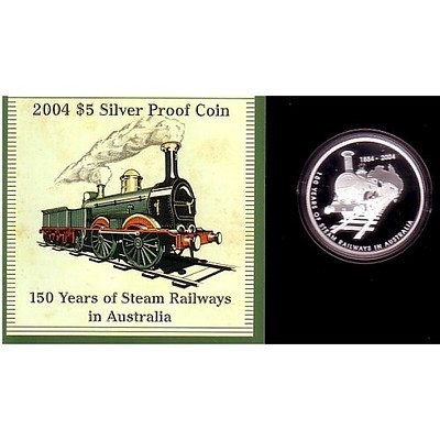 Australia 2004 $5 Silver Proof Coin Steam Railways