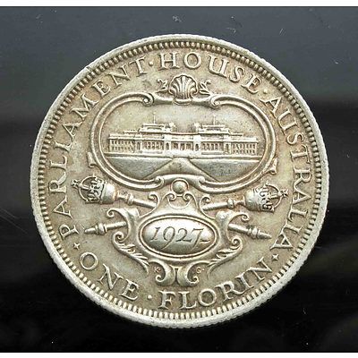 Aust: George V Sterling Silver Florin 1927 Canberra