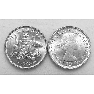 Aust: Silver Sixpences 1963 (X2)