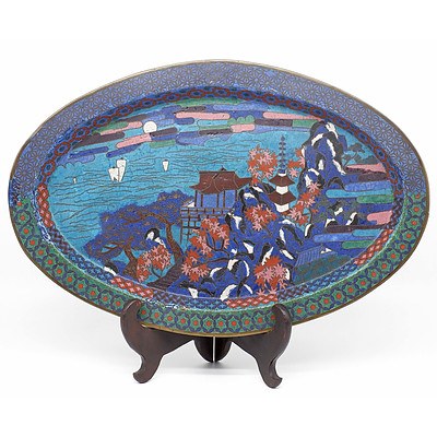 Japanese Early Meiji Period Cloisonne Tray Circa 1880