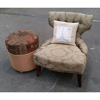 Vintage Style Side Chair & Ottoman 
