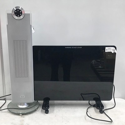 ADESSO Black Digital Glass Panel Heater & Arlec CEH518 Ceramic Oscillating Fan Heater