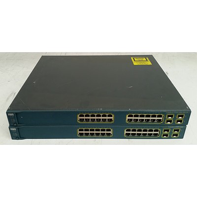 Cisco Catalyst 3560G Series 24-Port Gigabit Managed Switch - Lot of Two