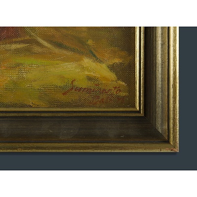 SUMINARTO (Indonesian b.1941) Workers in a Paddy Field