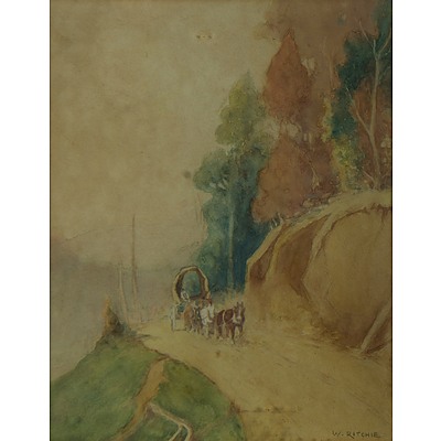 RITCHE W 'Horse & Cart on Hillside' (Possibly Winnie Ritchie NZ)