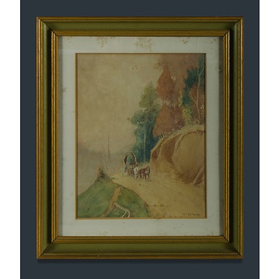 RITCHE W 'Horse & Cart on Hillside' (Possibly Winnie Ritchie NZ)