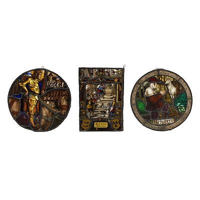 Three 19th Century Stained and Leaded Glass Panels