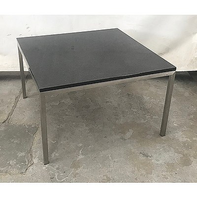 Black Marble Square Table with Steel Legs