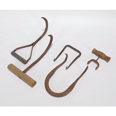 Five Assorted Wool Bale and Hessian Grain Bag Hooks