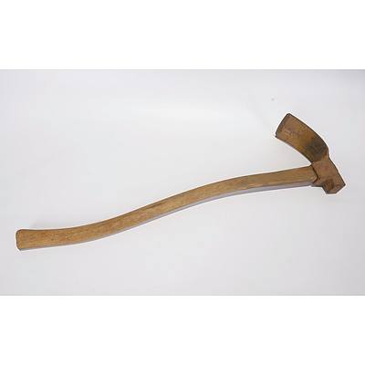 Steel Adze with Wooden Handle, Ward and Payne, Sheffield, Pat No 547