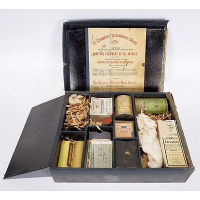Veterinary Kit in Original Case From 1910, with Manual and Range of Drugs and Equipment and Receipt Dated 17.12.1910