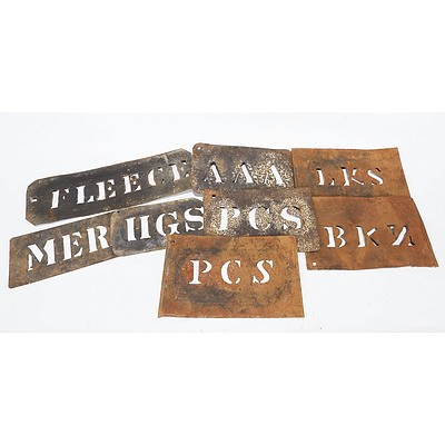 8 Wool Bale Stencils - PCS; PCS; HGS; BKN; MER; LKS; AAA; FLEECE