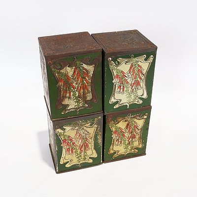 4 X Griffiths Tea Tins, Labelled Tapioca, Rice, Sago and Tea