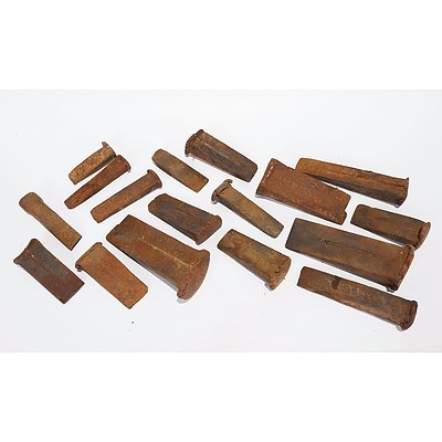 18 Steel Wedges, Including Many Blacksmith Made Ones, As Used By Farm Logging Contractor