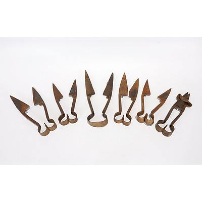 6 Pairs of Steel Wool Shears, Including 2 X Uts No 1 Combination, Sheffield; Success Ball Bros, Sheffield; Booman, W Germany; and Ward, Sheffield