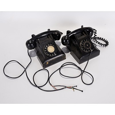 Pair of PMG Black Bakelite Telephones, STC61 S1/401 and AWA62 S1/401