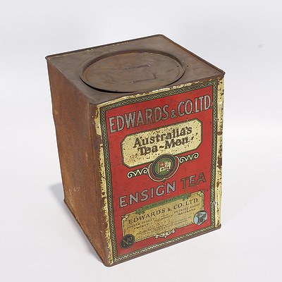 Edwards & Co Ltd Ensign Tea 14Lbs Tin, 1930s