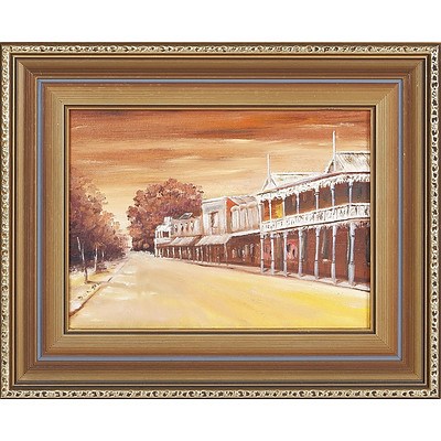  'Country Town Verandahs', Oil On Board