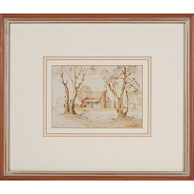 'Bougainvillea Cottage' - Diana Watson. Print 22/99 Framed Under Glass