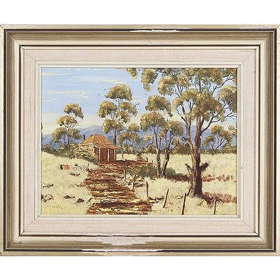  'Slab Hut in The Bush' - Susanne Shilling, Oil On Board