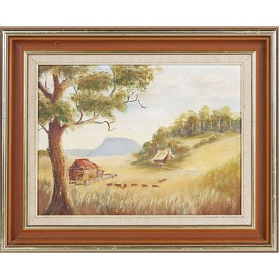  'Quamby Bluff and Old Farm, Deloraine' - W Eyles, Oil On Board