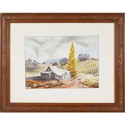  'Old Shearing Shed', Watercolour Under Glass in Pressed Wood Frame