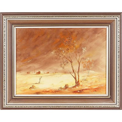  'Drought Times, Lightning Ridge' - Lew Crown, Oil On Board