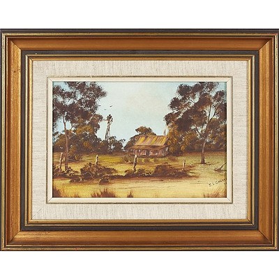  'Bush Cottage and Windmill' - J L Charter 1977, Oil On Board