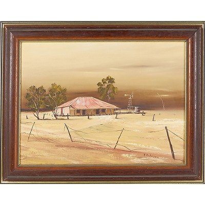  'Outback Homestead' - R Patterson, Oil On Board