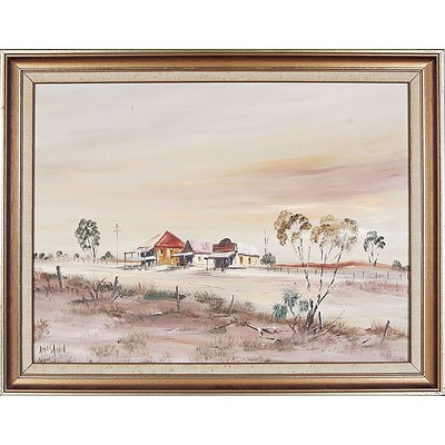  'Country Shops Standing Alone' - John John, Oil On Board