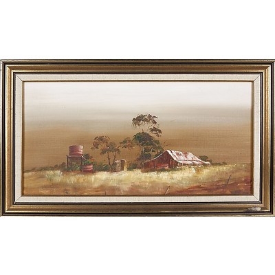  'Farm Homestead' - Judy Cadden, Oil On Board