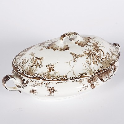 Staffordhire Brown Wattle and Heath Tureen C.1900, Made For GDS