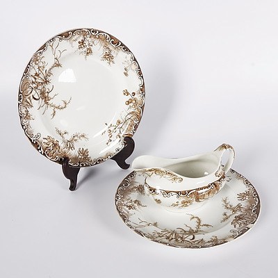 2 Plates and Sauce Boat, Brown Wattle and Heath, Made For GDS