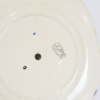 Cake Plate, Burselm Parrott & Co, Staffordshire, Showing Coloured Parrots and Eucalyptus Flowers and Fruits